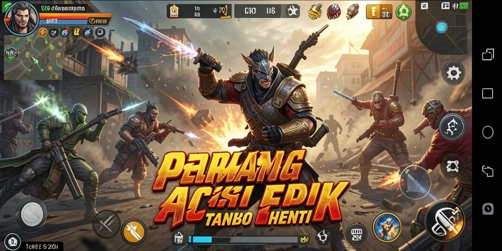 Tampilan gameplay 6RT dengan aksi mendebarkan yang intens.