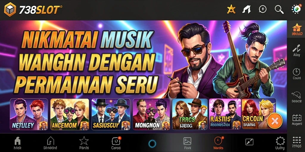 Screenshot gameplay 738SLOT dengan tampilan meriah dan interaktif.