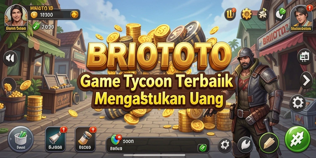 Screenshot gameplay BRIOTOTO yang menampilkan aksi membangun bisnis.