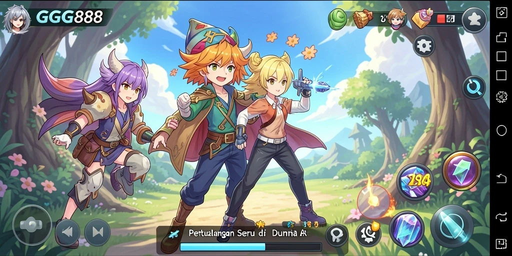 Tangkapan layar menampilkan karakter Anime dalam pertempuran epik di GGG888.