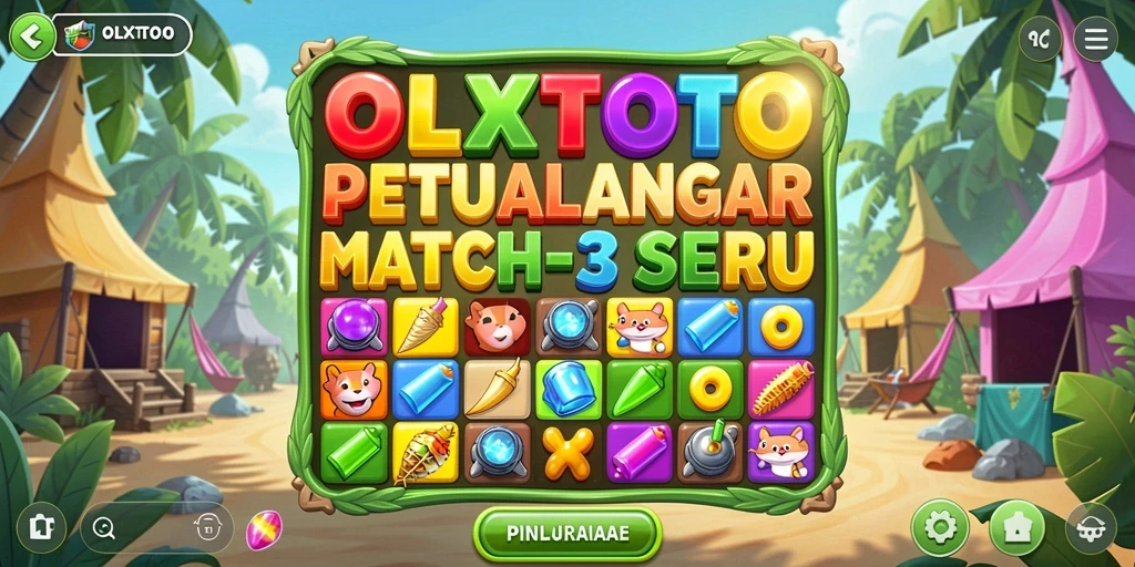 Tampilan gameplay menarik dari OLXTOTO yang menantang pemain mencocokkan permata.