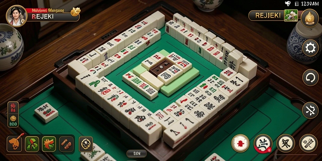 Tampilan gameplay menarik dalam permainan Mahjong REJEKI.