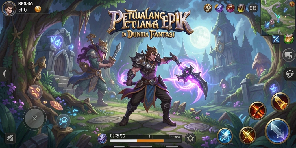 Tampilan gambar utama dari RP886 menampilkan aksi pertempuran epik dalam dunia RPG.