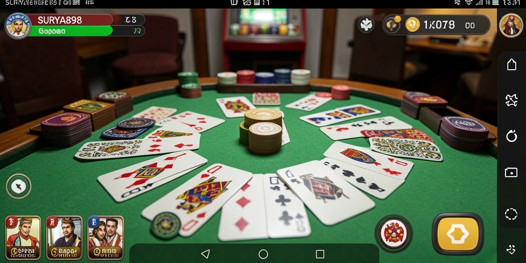 Screenshot utama SURYA898 menampilkan gameplay Gaple yang seru.