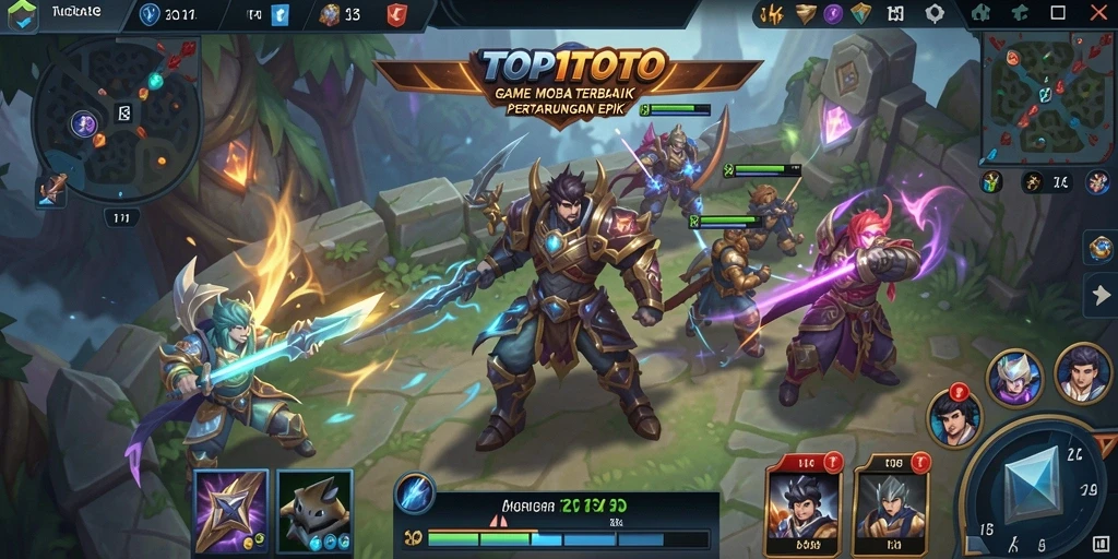 Tampilan aksi seru dalam permainan MOBA TOP1TOTO.